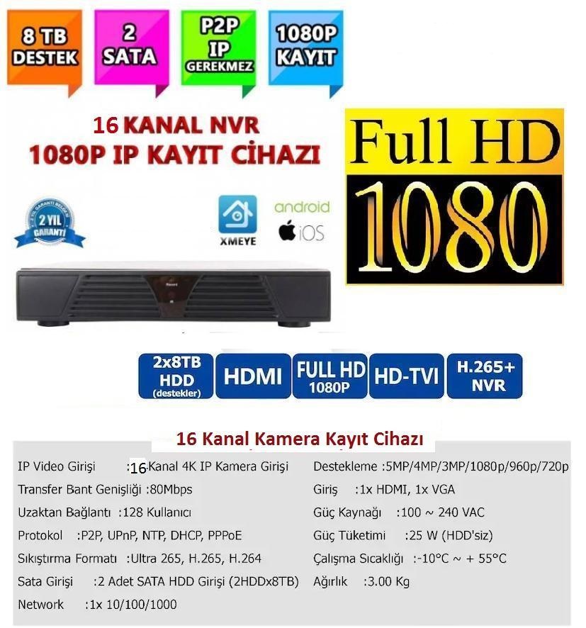 16 KANAL NVR IP KAMERA KAYIT CİHAZI XMEYE 16 KANAL NVR IP KAMERA KAYIT CİHAZI XMEYE